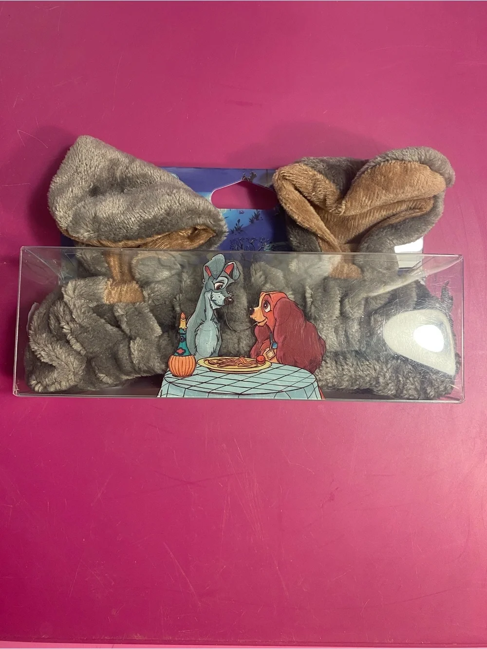 Disney Lady and the Tramp Spa Gift Set Plush Headband Lip Gloss & Balm NIB